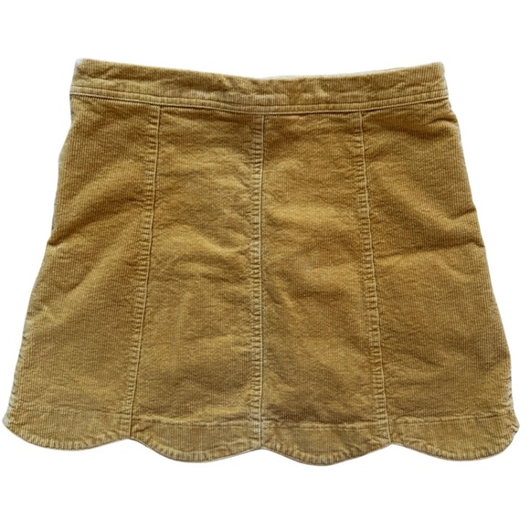 Altar'd State Mustard Yellow Corduroy Skirt Mini Scalloped Hem Lined Size Medium - Picture 1 of 7